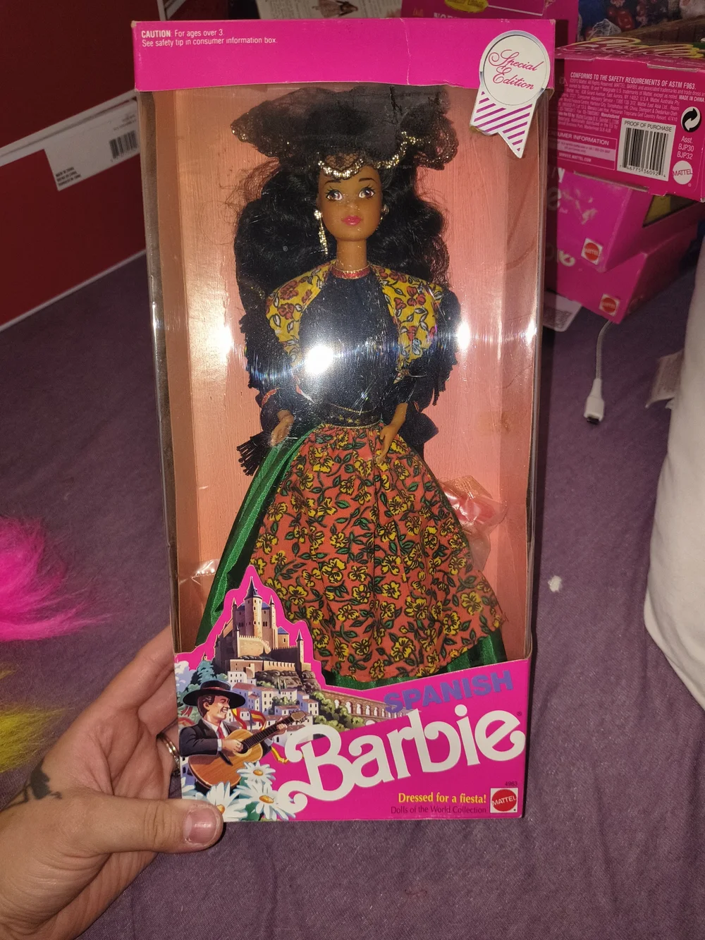 Barbie Spanish Fiesta Doll – Black Hair with Orange Floral Skirt and Green Sash